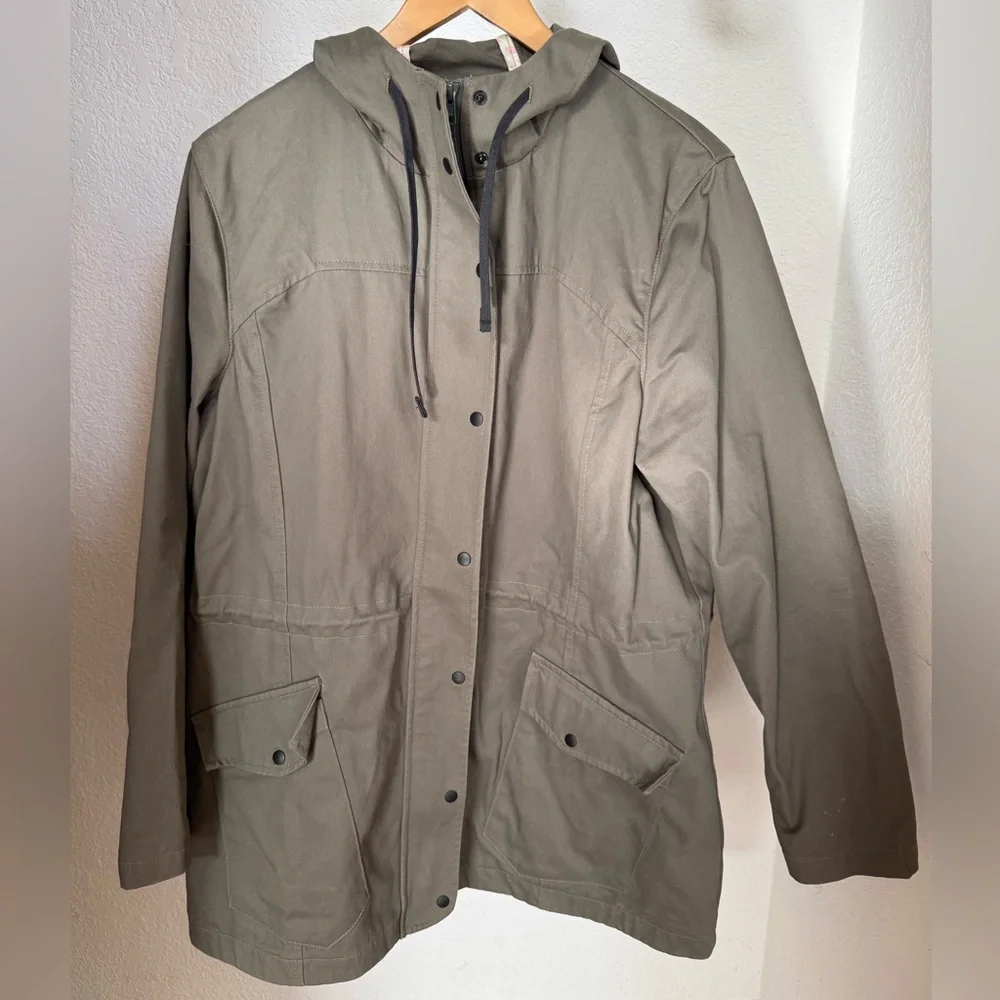 BETABRAND Women’s Morning Mess Chino Twill Green Utility Jacket Hooded - Size XL - Picture 1 of 15